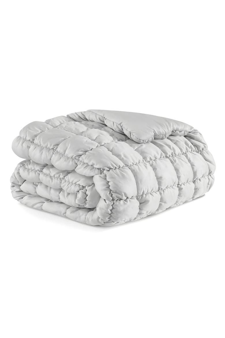 Silky Puff Squares Comforter, Main, color, PEARL GRAY