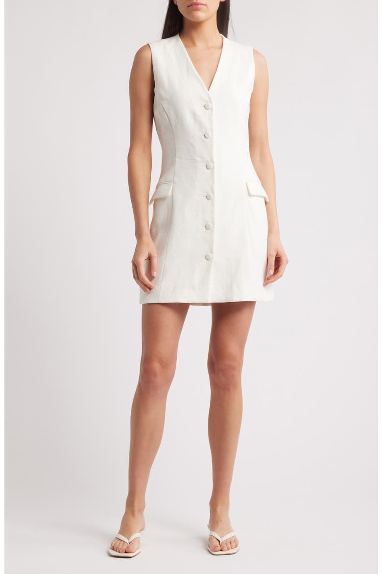 Eloise Linen Minidress, Main, color, WHITE