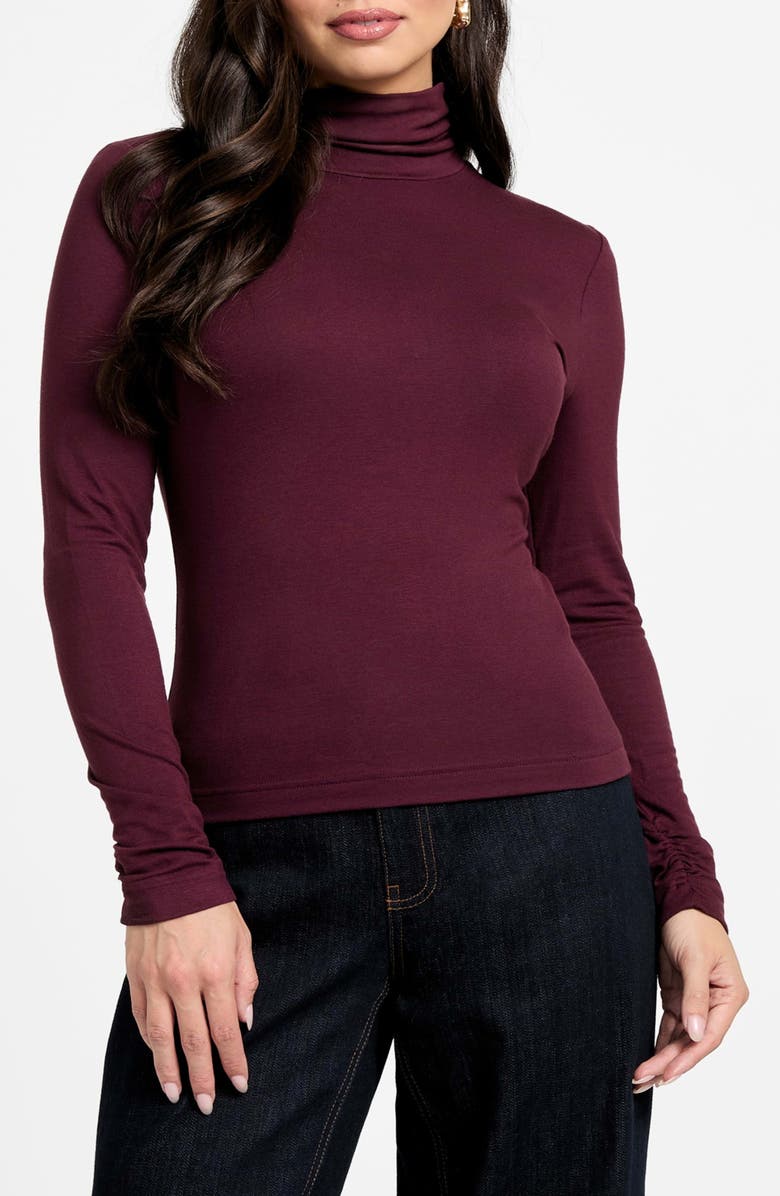Marciano Astrid Turtleneck Top, Main, color, Dark Purple