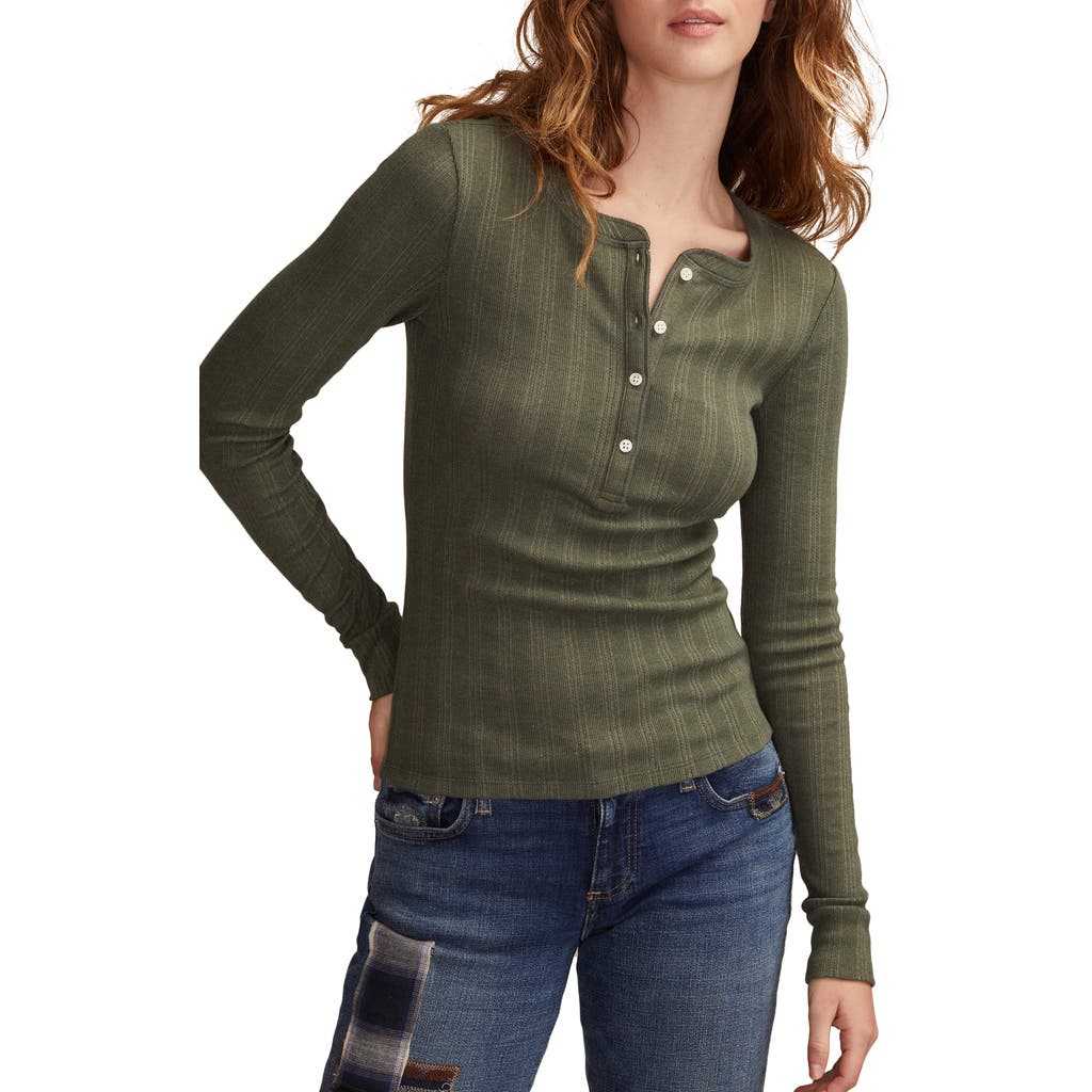 Lucky Brand Ribbed Henley In Green