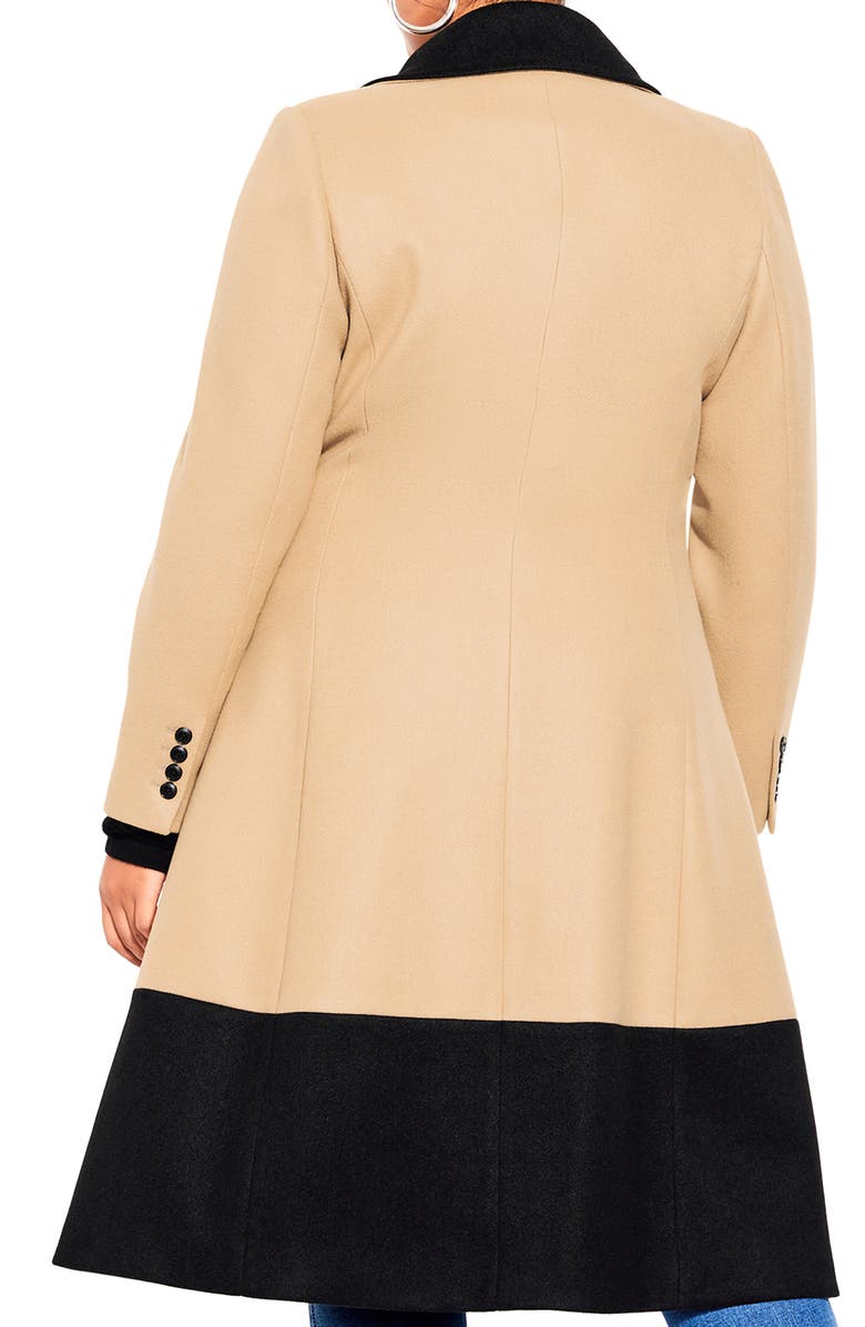 City Chic Arabella Longline Colorblock Coat, Alternate, color,