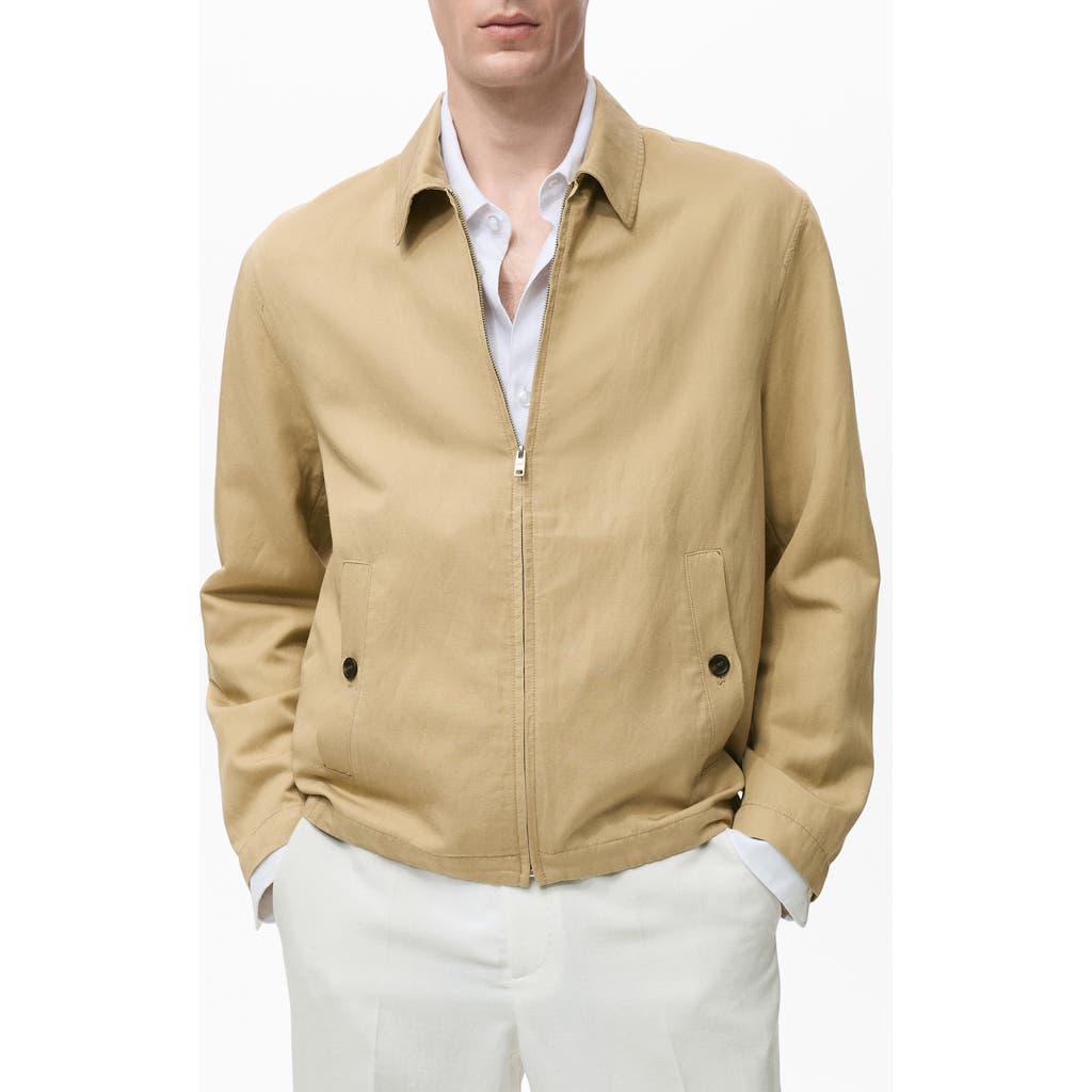 Mango Zip Jacket In Brown