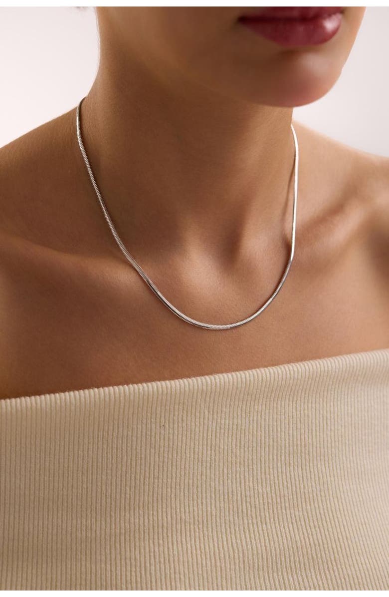 Outofoffice Silver Herringbone Thin Chain Necklace, Alternate, color, Silver