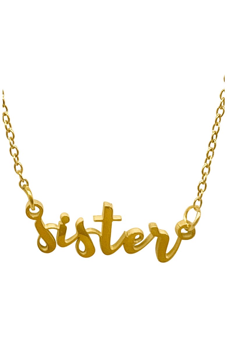 Water Resistant Cursive Sister Script Necklace, Main, color, YELLOW