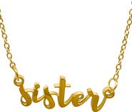 Adornia Water Resistant Cursive Sister Script Necklace