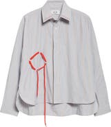 KÚR Circle Detail Stripe Organic Cotton Button-Up Shirt