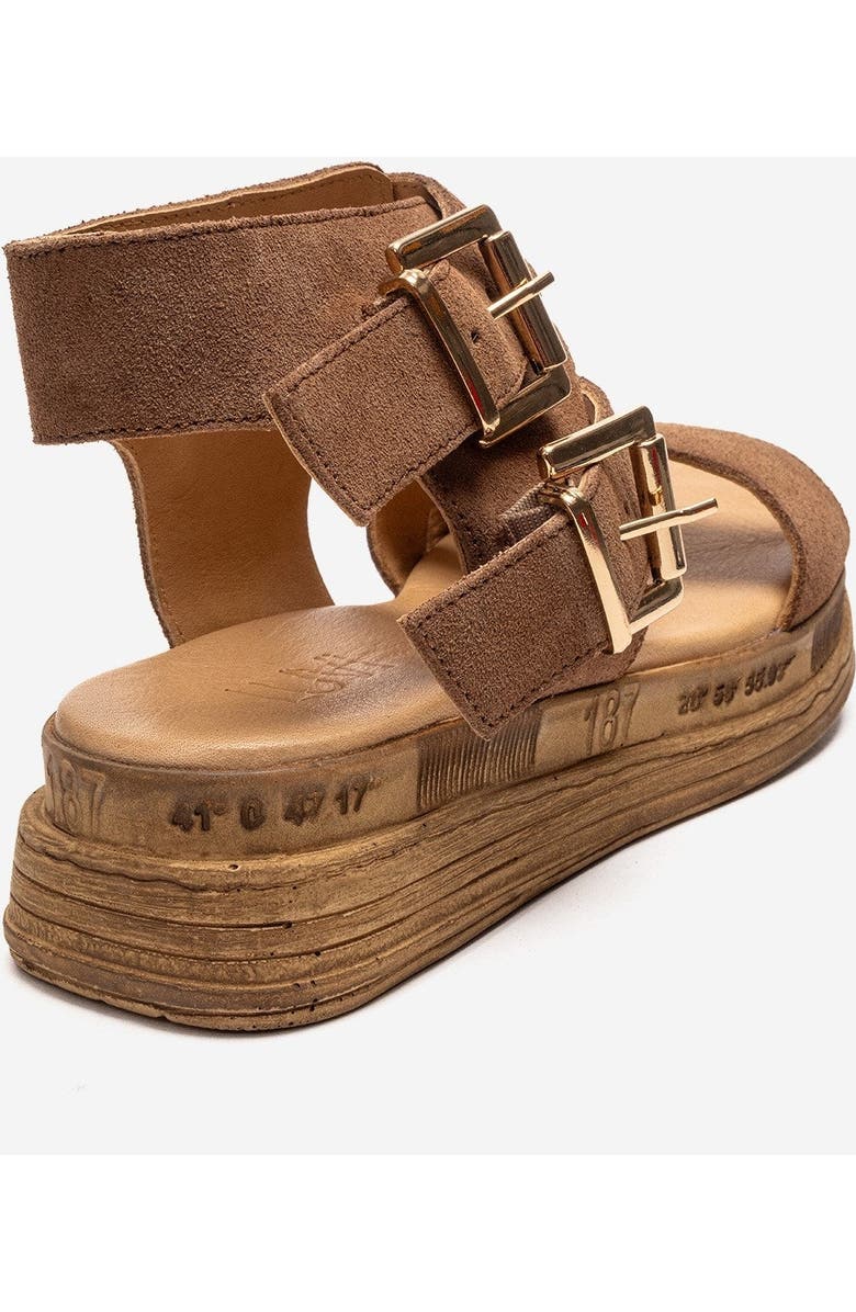 Forever & Always Shoes Lorentis Leather Double Buckle Sandal, Alternate, color, Cognac Suede