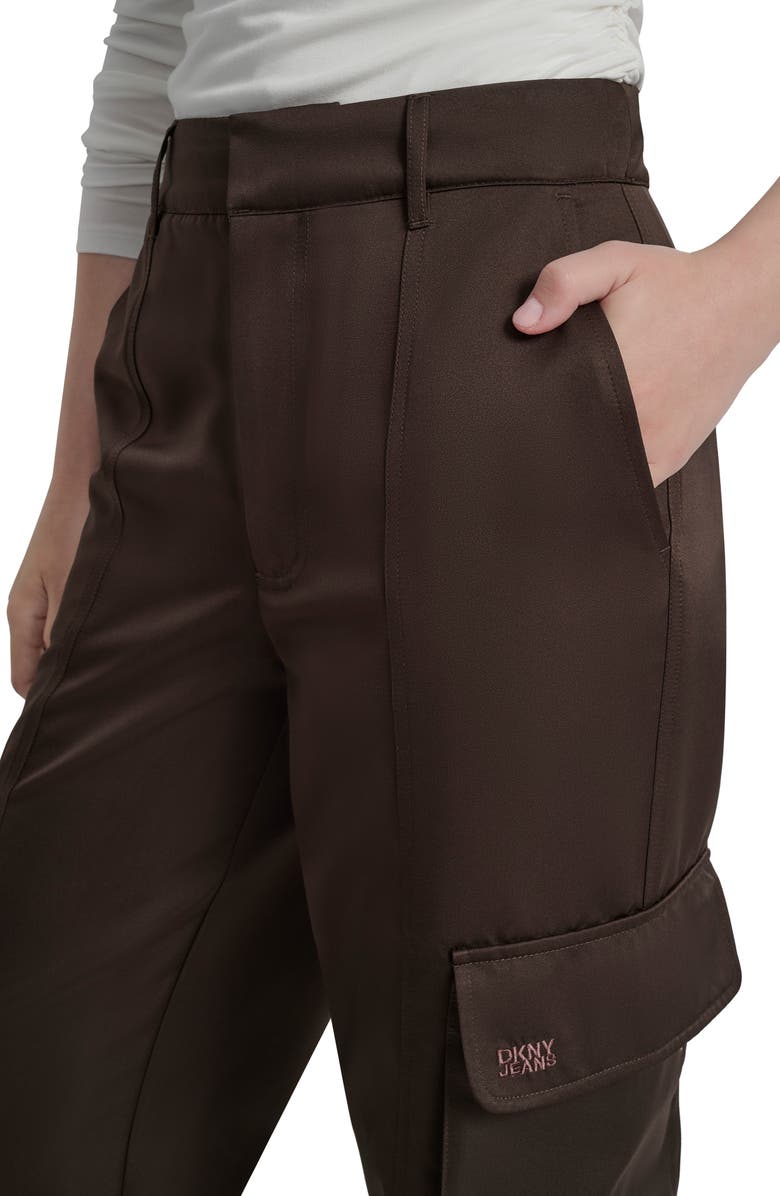 DKNY Jeans High Waist Wide Leg Cargo Pants, Alternate, color, Espresso