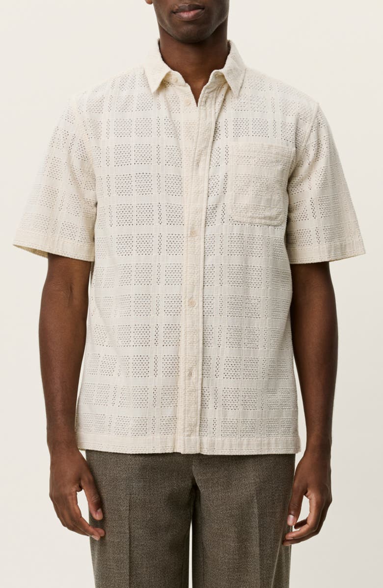 Les Deux Charlie Short Sleeve Button-Up Shirt, Main, color, Ivory