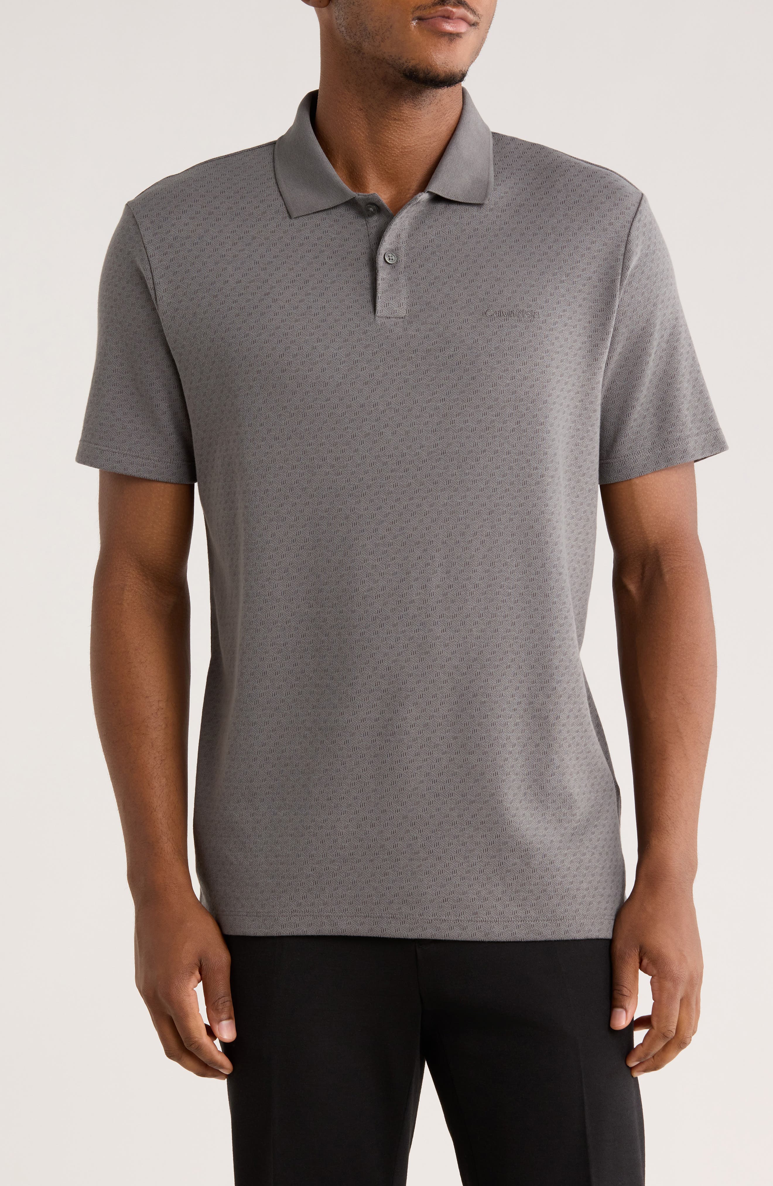 Calvin Klein Textured Jacquard Knit Polo