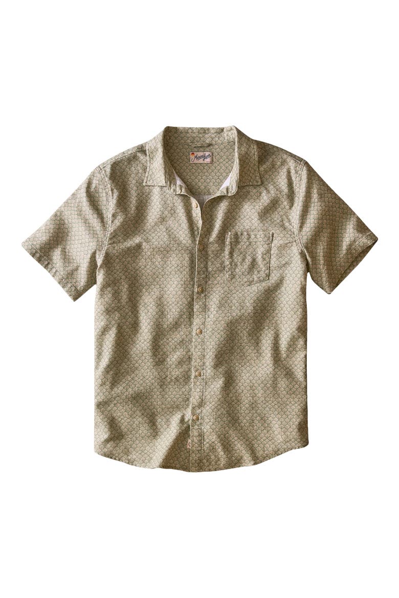 Stretch Selvage Short Sleeve Button-Up Shirt, Alternate, color, SAGE SHELL PRINT