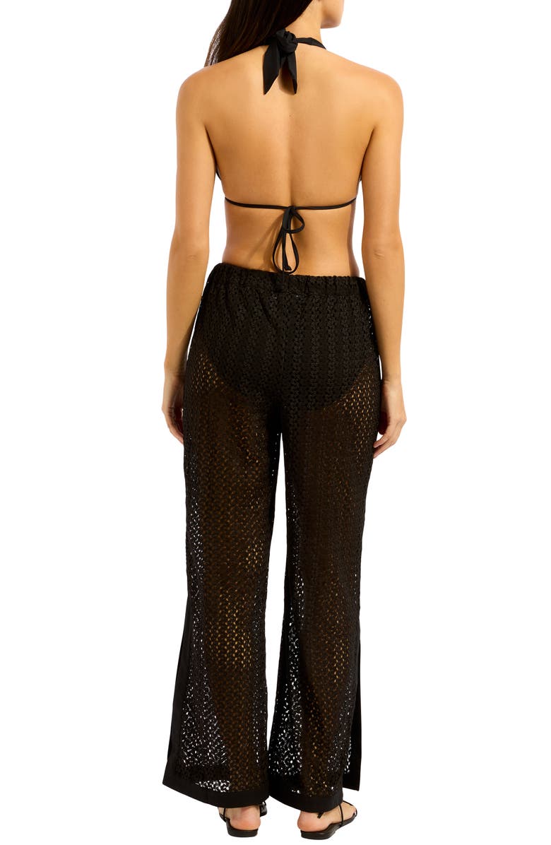 Seafolly Side Split Cover-Up Pants, Alternate, color, Black