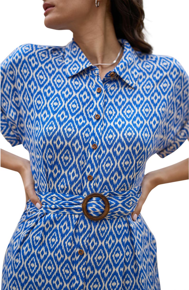 Yumi Belted Midi Shirt Dress, Alternate, color, Blue