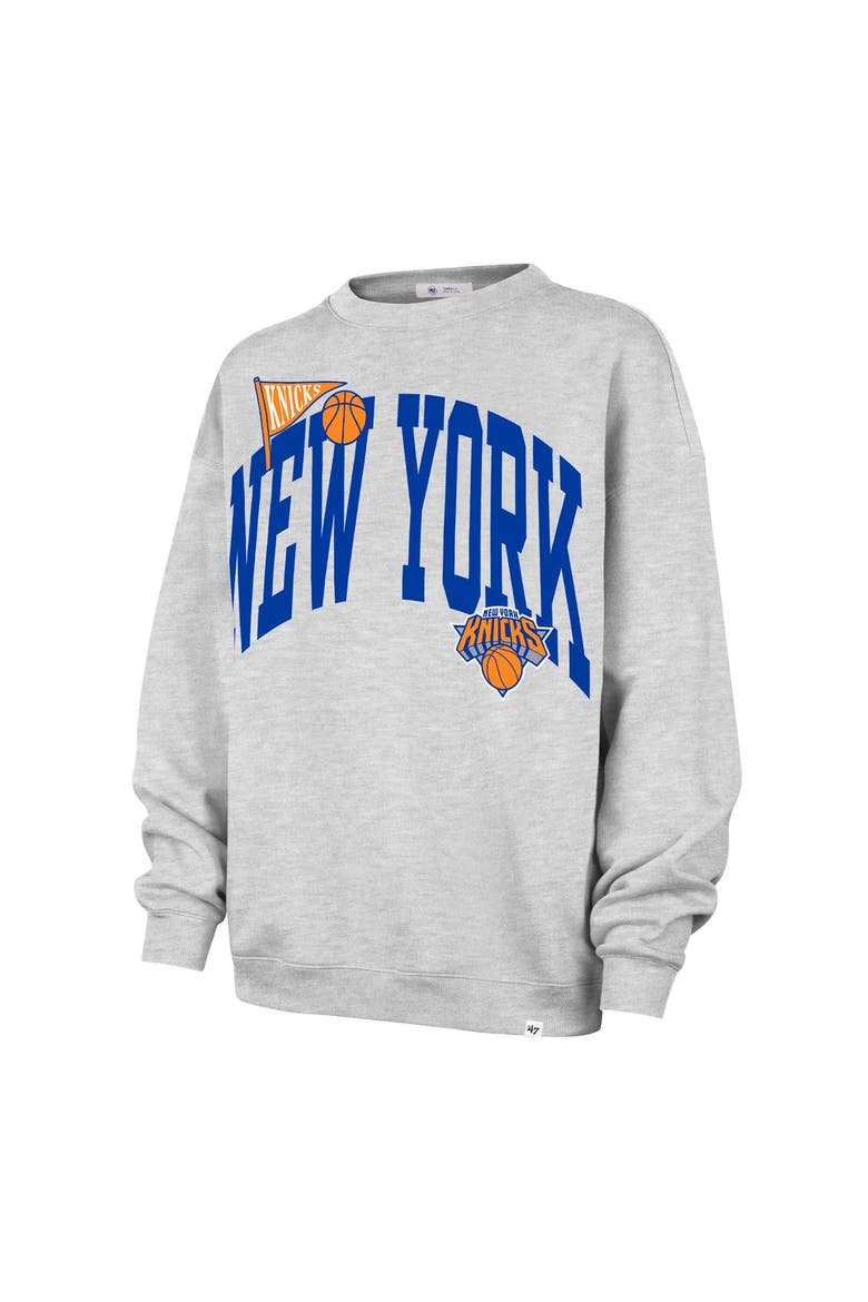 Women's '47  Gray New York Knicks Oversized Arched Icon Sweatshirt, Alternate, color, Gray