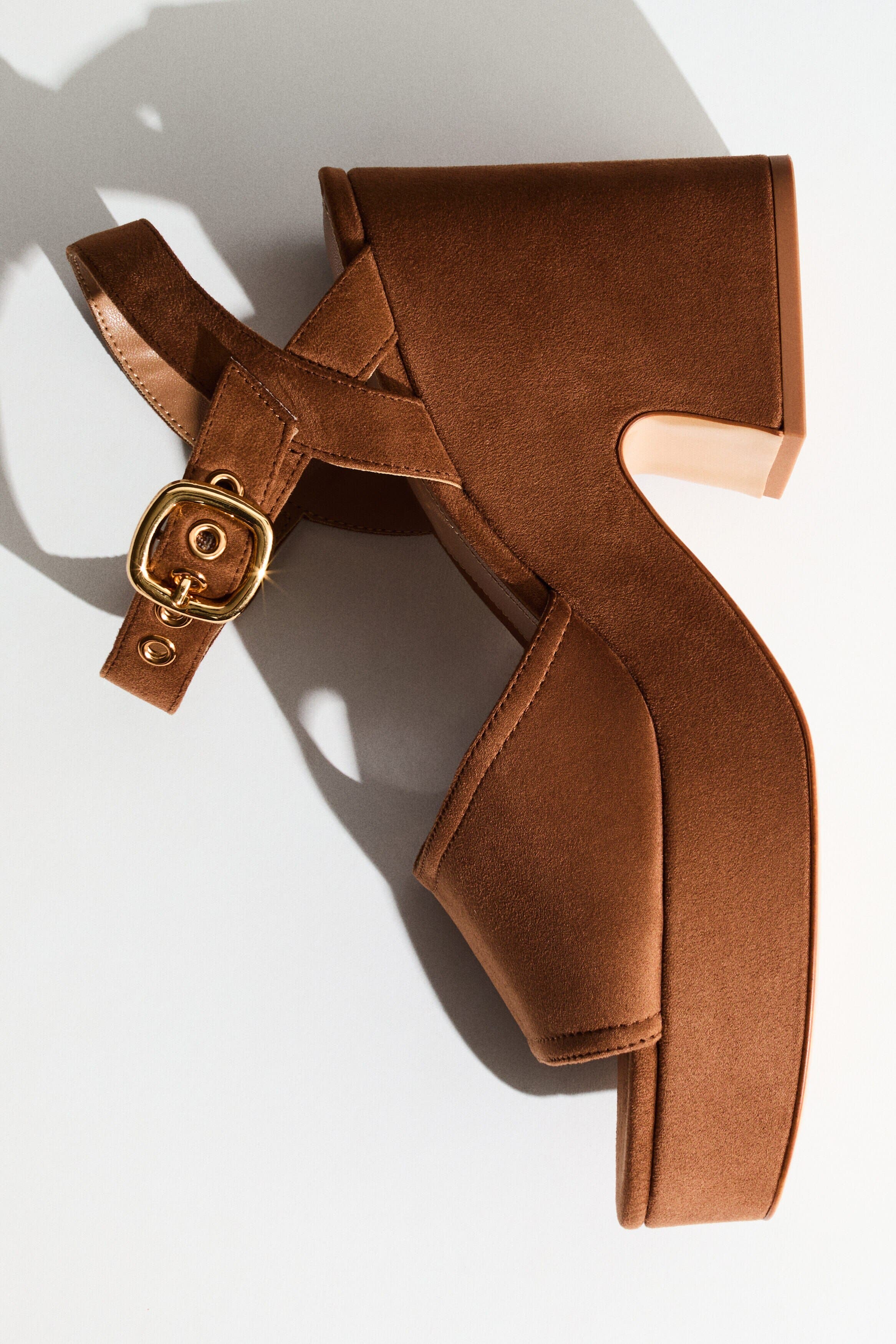 H&M Block-heeled Platform Sandals, Alternate, color, Beige