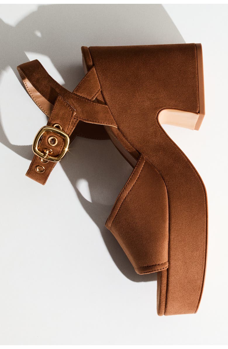 H&M Block-heeled Platform Sandals, Alternate, color, Beige