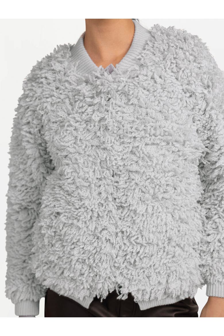 Loop-Stitch Cashmere Cardigan, Alternate, color, silver birch