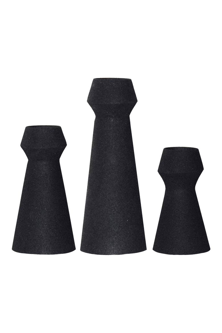 Granfeld Set of 3 Iron Vases, Main, color, BLACK