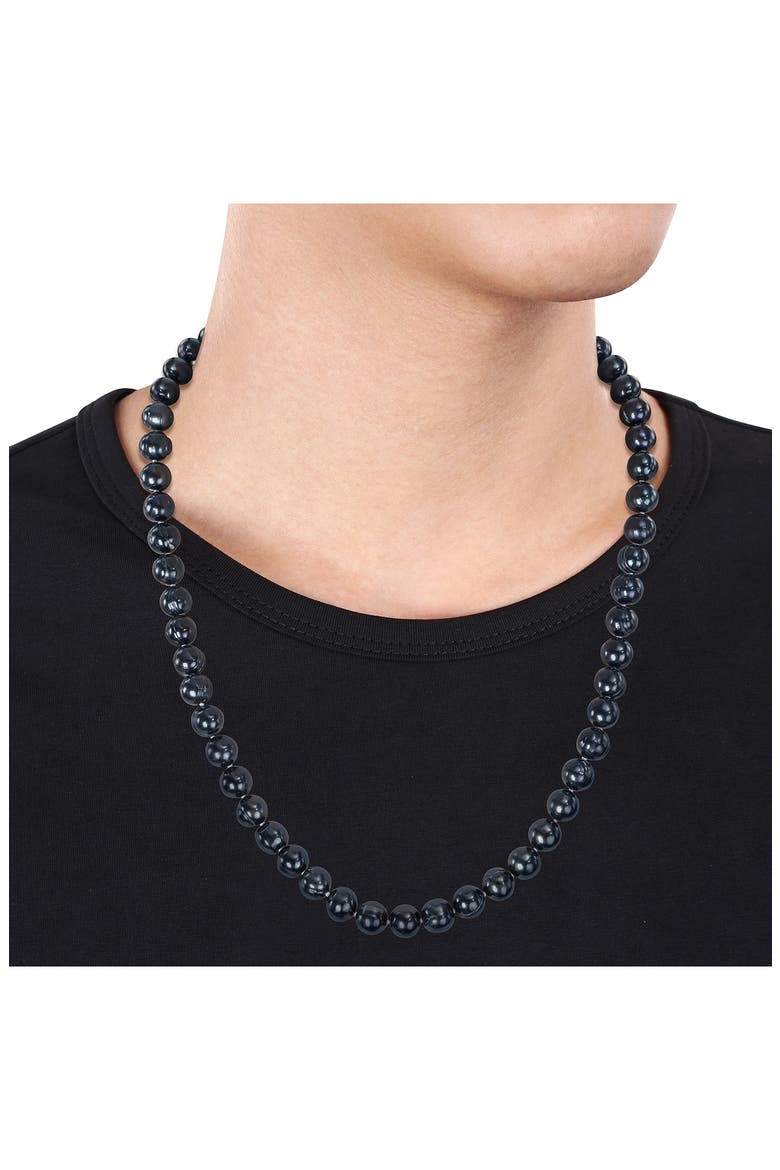 Men's Black Cultured Freshwater Pearl Necklace & Bracelet Set, Alternate, color, BLACK