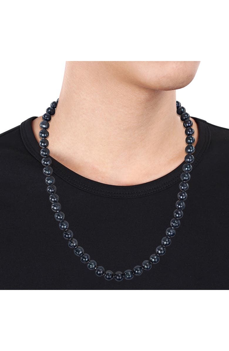 DELMAR Men's Black Cultured Freshwater Pearl Necklace & Bracelet Set, Alternate, color, Black