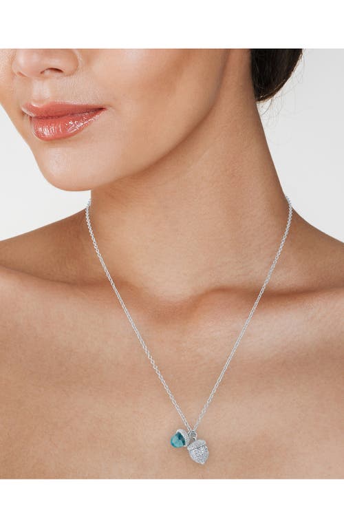 Cz By Kenneth Jay Lane Pavé Cubic Zirconia Double Acorn Charm Necklace In Blue/silver