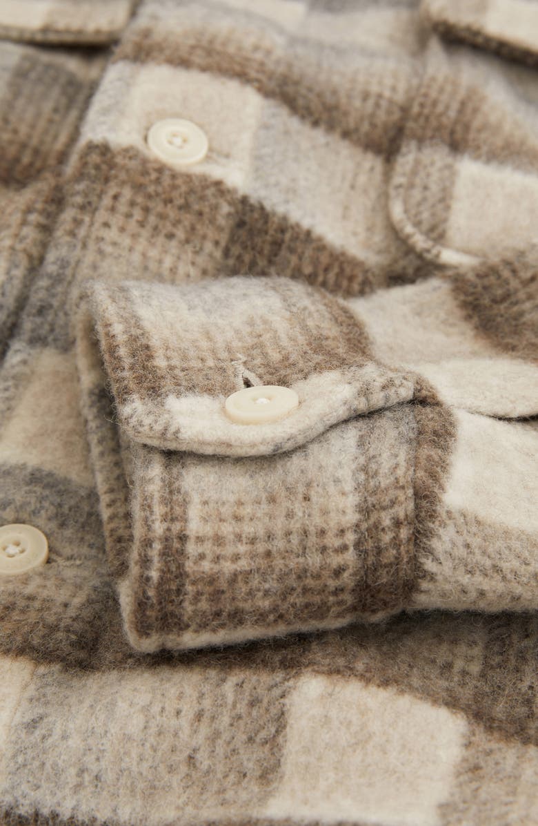 Reiss Mellish Plaid Wool Blend Shirt Jacket, Alternate, color, Oatmeal