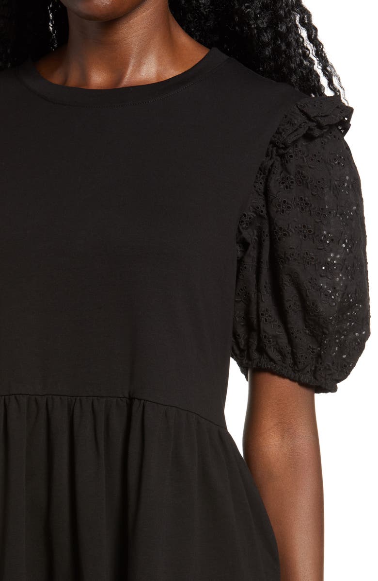 English Factory Eyelet Sleeve Knit Dress, Alternate, color,