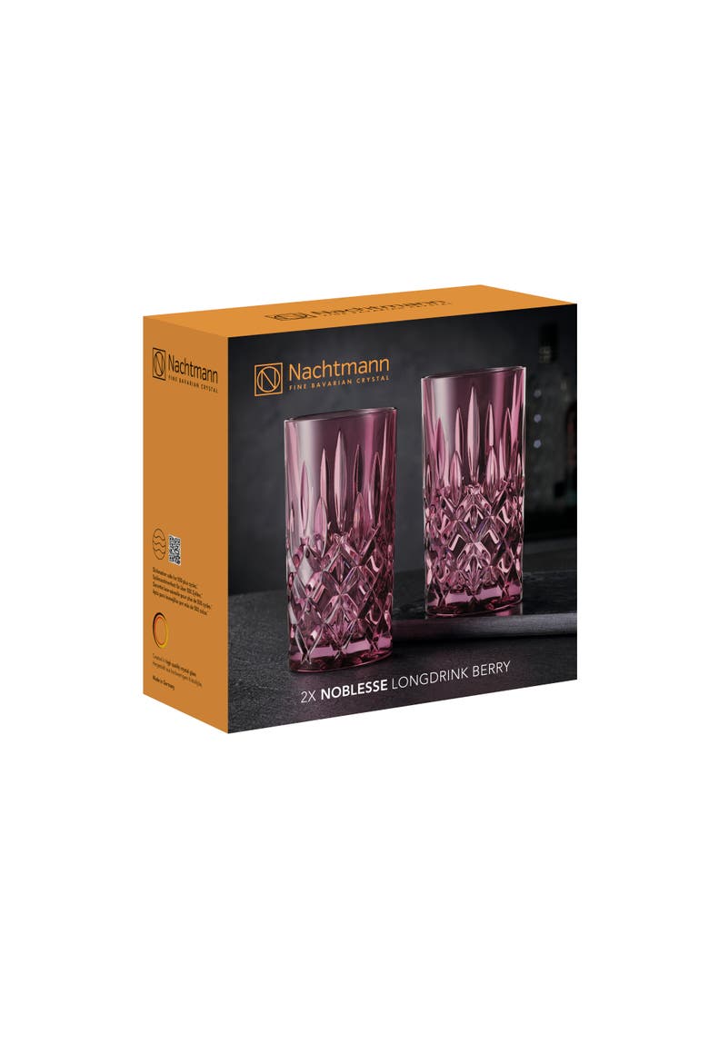 Noblesse Set of 2 Long Drink Highball Glasses, Alternate, color, Berry