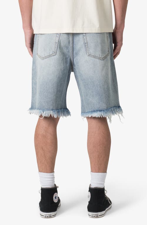 Mnml Distressed Spider Denim Shorts In Light Blue