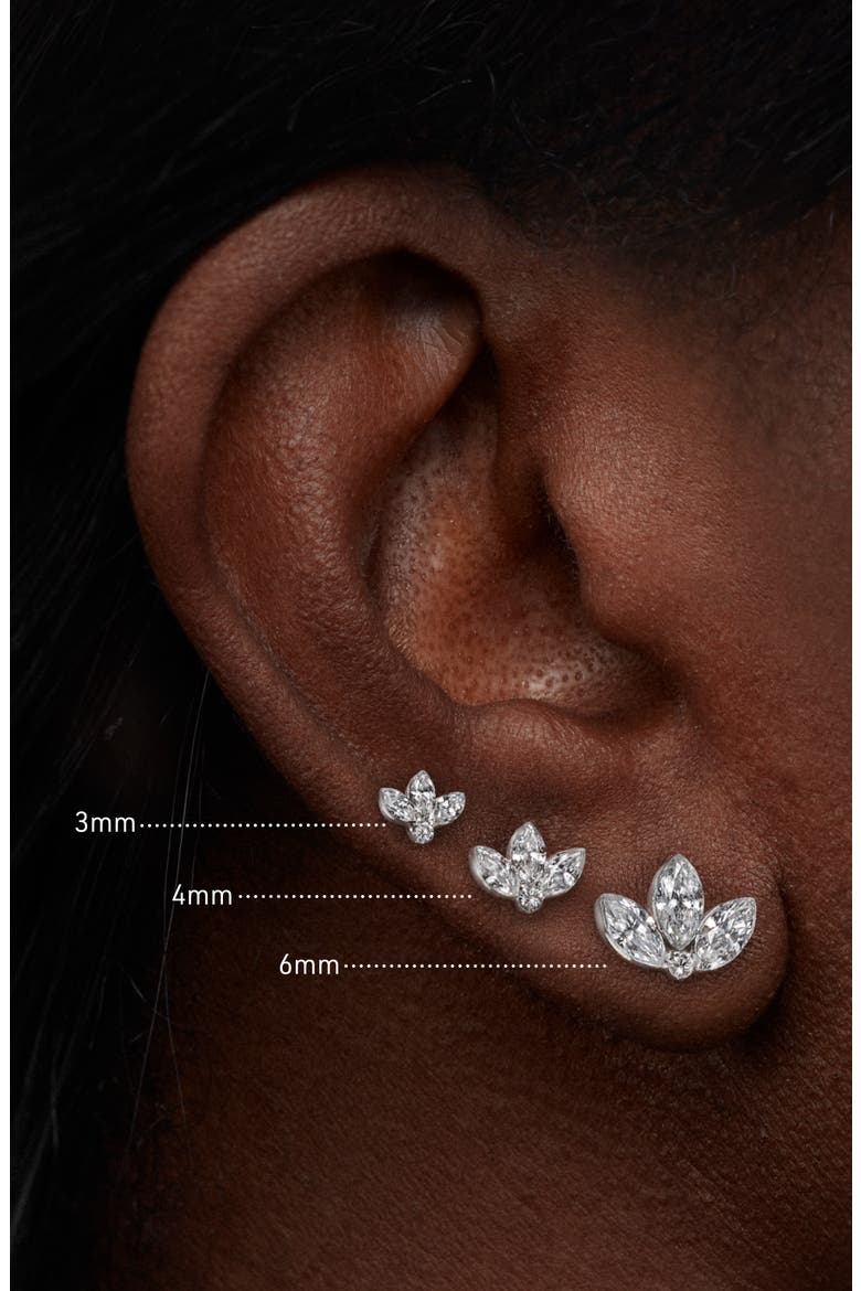 Invisible Diamond Lotus Threaded Stud Earring, Alternate, color, WHITE GOLD