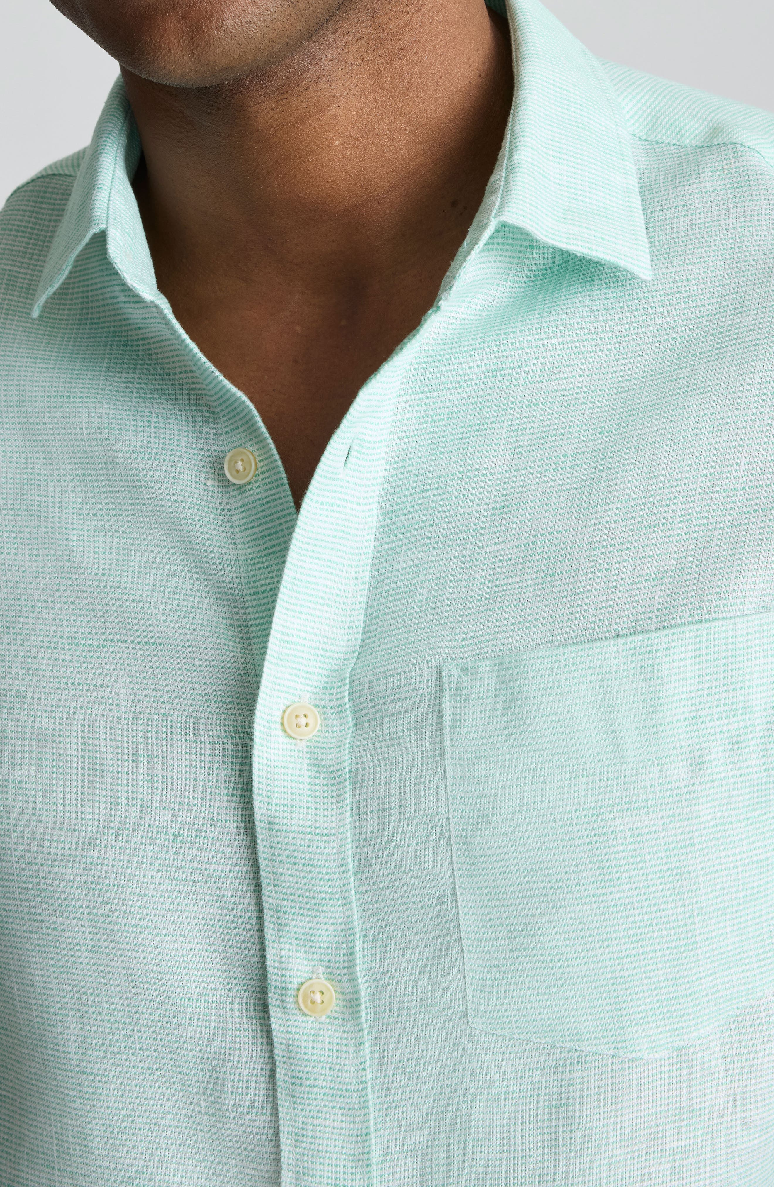 Stripe Wrinkle Resistant Linen Button-Up Shirt - image 2