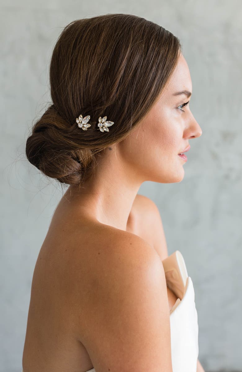 Brides & Hairpins Kenji Set of 2 Crystal Combs, Alternate, color, Gold