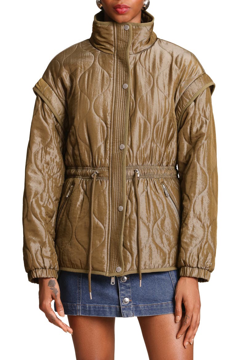 Drawstring Waist Quilted Jacket, Alternate, color, SEAGRASS