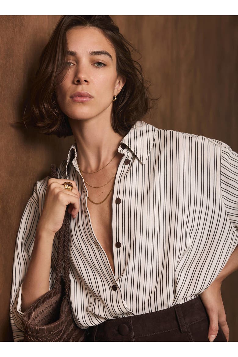Collared Poplin Button Down Shirt, Alternate, color, Brown