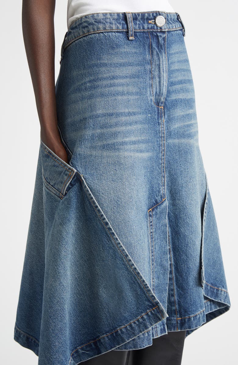 Brandon Maxwell The Frankie Denim Cascade Skirt, Alternate, color, Dakota Wash