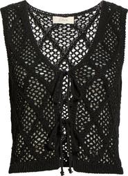 Elan Open Stitch Cotton Blend Cover-Up Vest