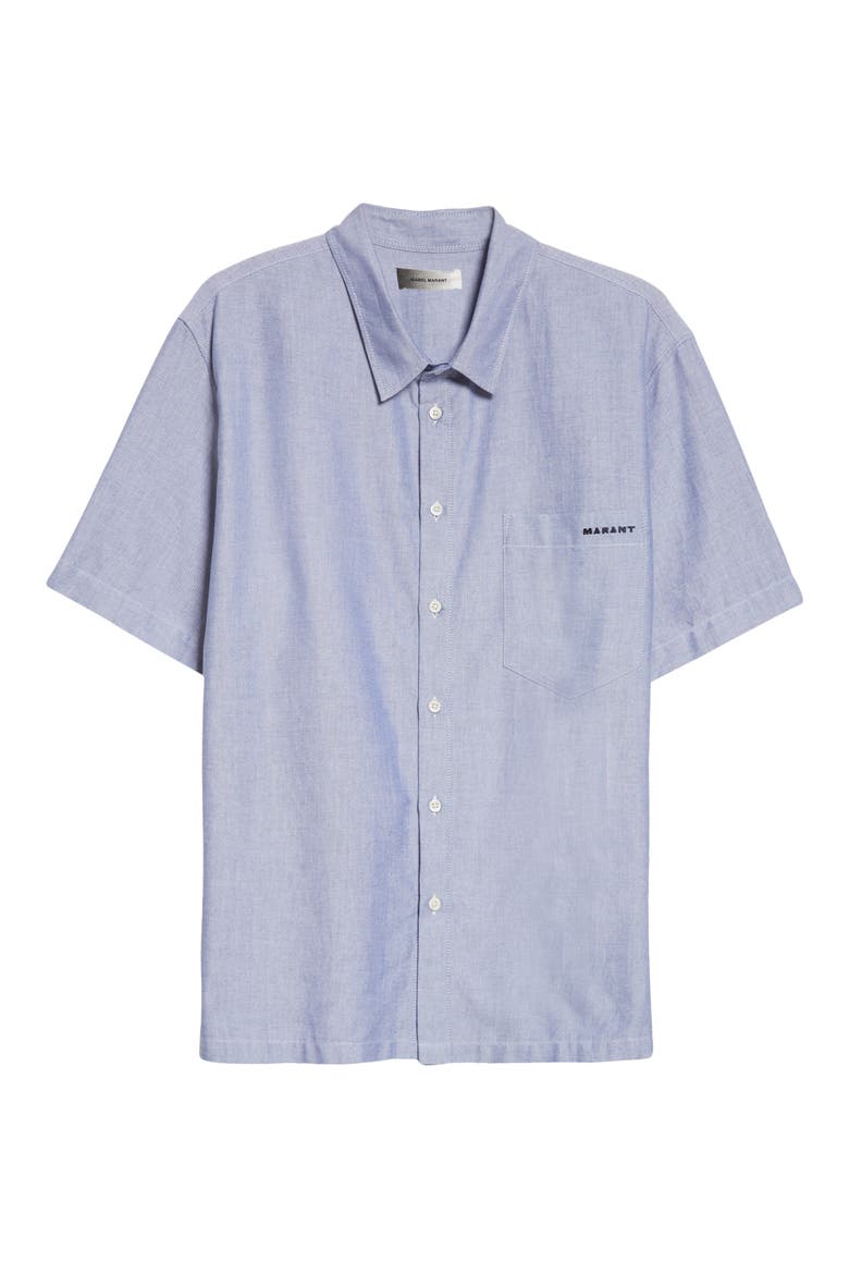 Iggy Embroidered Logo Short Sleeve Button-Up Shirt, Alternate, color, BLUE 30BU