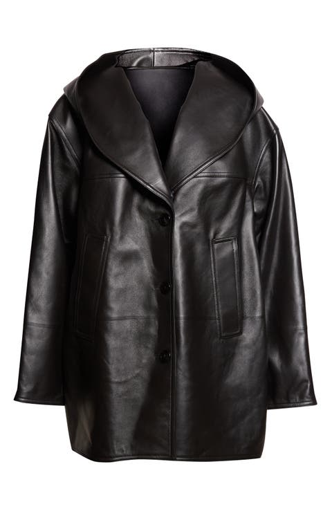 Hooded Leather Coat