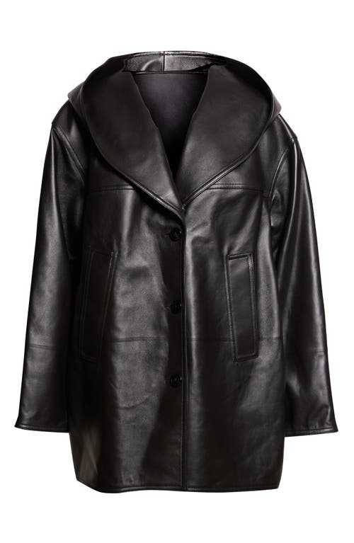 Alaïa Hooded Leather Coat In Black