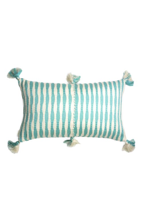 Archive New York Antigua Classic Striped Handwoven Cotton Throw Pillow in Faded Aqua And Ivory  product