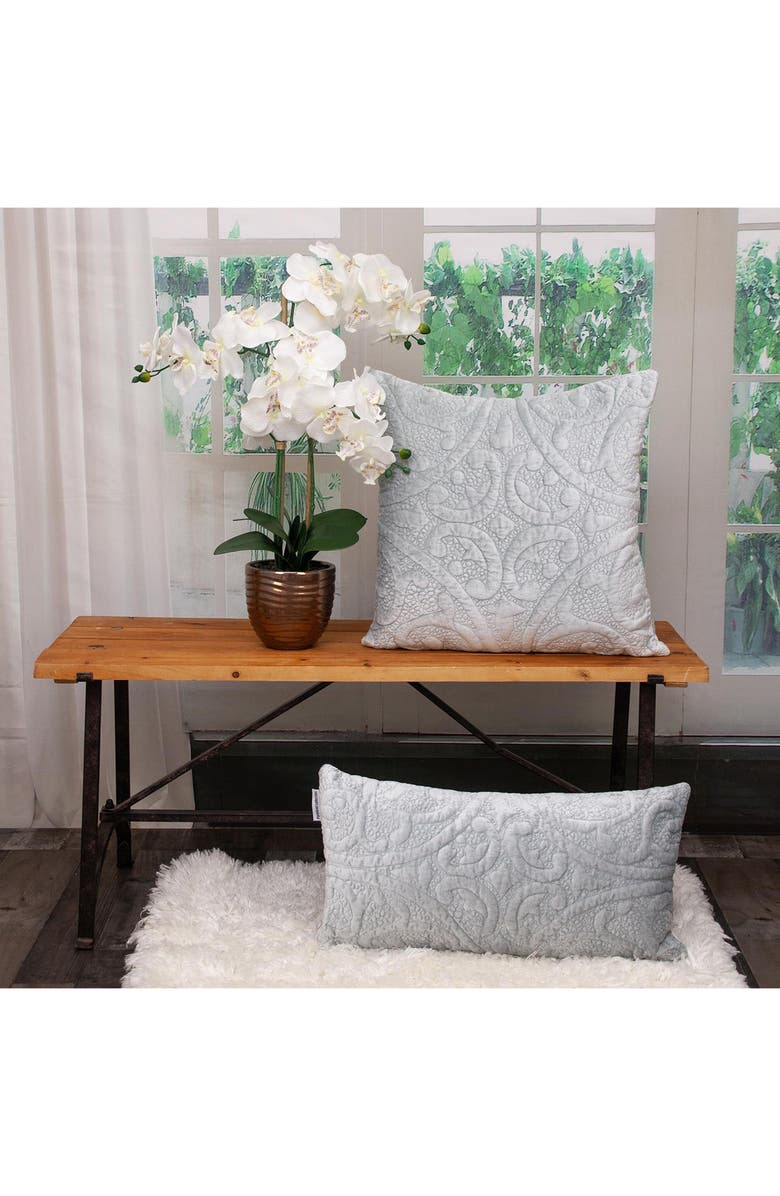 PARKLAND COLLECTION Tufted Velvet Square Throw Pillow, Alternate, color, Grey