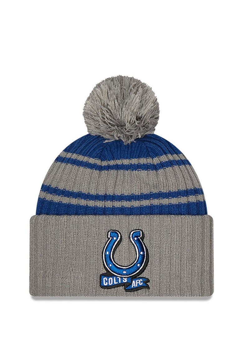 Men's New Era  Navy Indianapolis Colts 2022 Sideline Cuffed Pom Knit Hat, Main, color, Navy