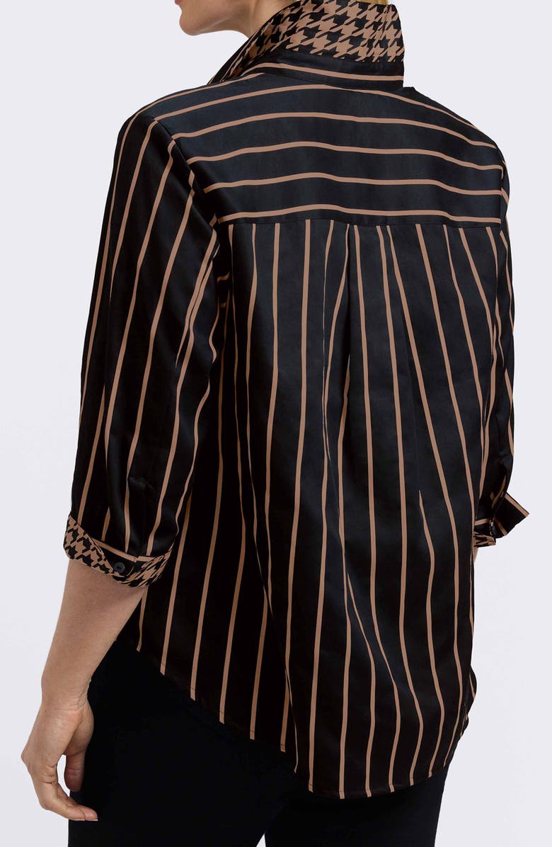 Foxcroft Margie Stripe Three-Quarter Sleeve Button-Up Shirt, Alternate, color, 