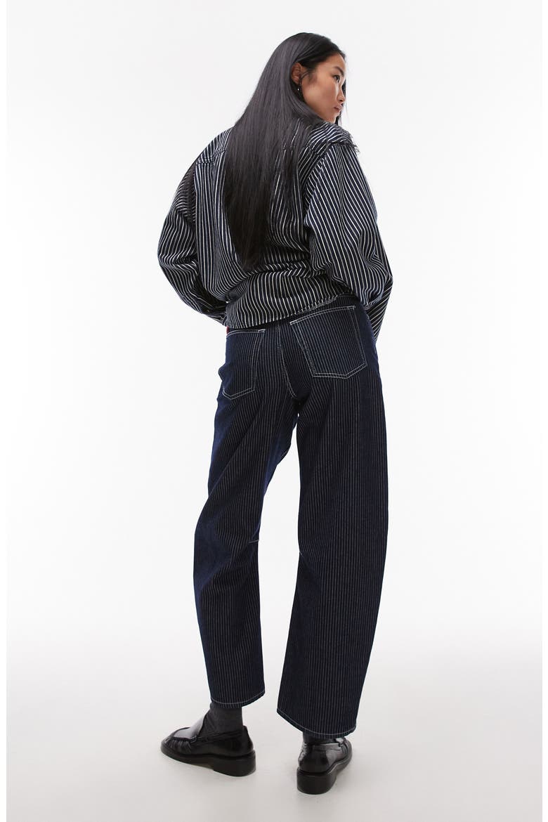 Pinstripe Barrel Leg Jeans, Alternate, color, MEDIUM BLUE