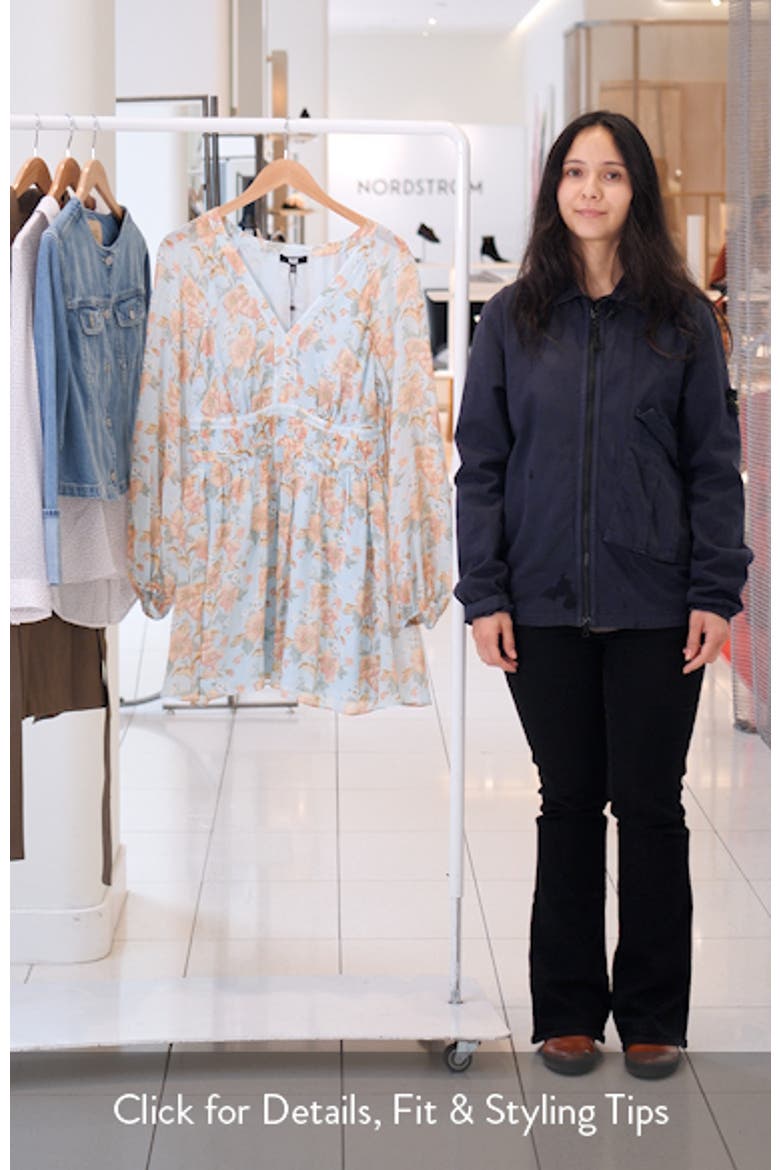 Summerland Long Sleeve Floral Print Silk Minidress video