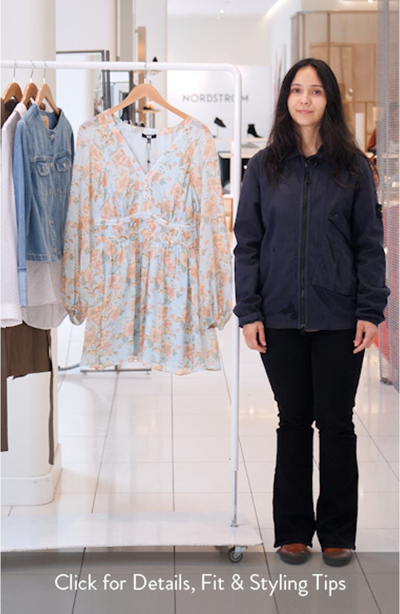 Summerland Long Sleeve Floral Print Silk Minidress, sales video thumbnail