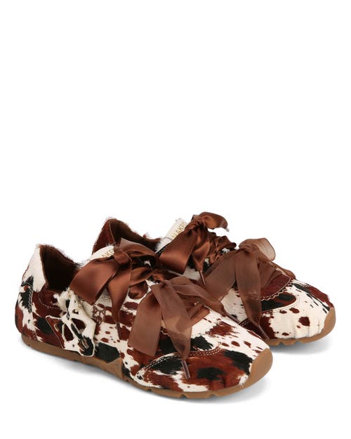 Naked Wolfe Adorable Cow Print Sneaker In Brown