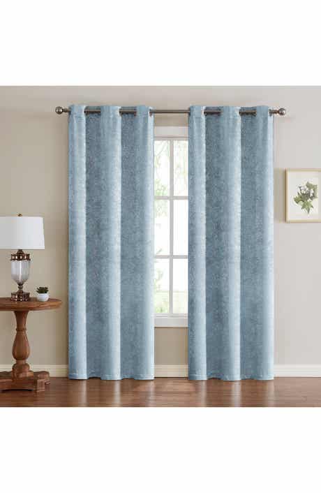 Artistic Set of 2 Metallic Textured Thermal Insulated Blackout Curtain Panels