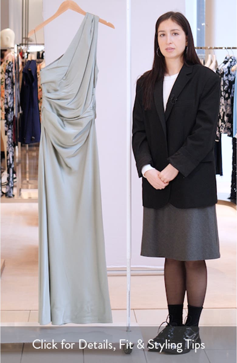 Angela One Shoulder Satin Gown, sales video thumbnail