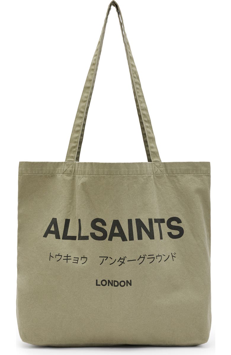 AllSaints Underground Tote, Main, color, Nori Green/ Black